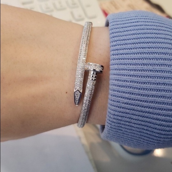 Rhinestones Copper Nail Bracelet and Ring Set - Picture 3 of 4